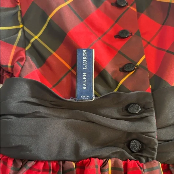Ralph Lauren Holiday Christmas Dress Red Black Plaid 3T Party Dress - Picture 7 of 14